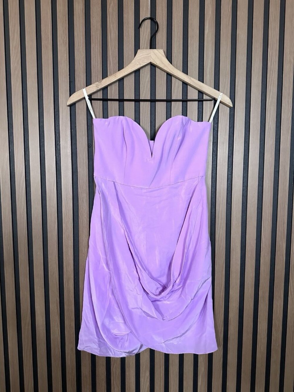 New Zimmermann Dress 1 / Small Lilac Strapless 100% Silk Draped Sweetheart Mini